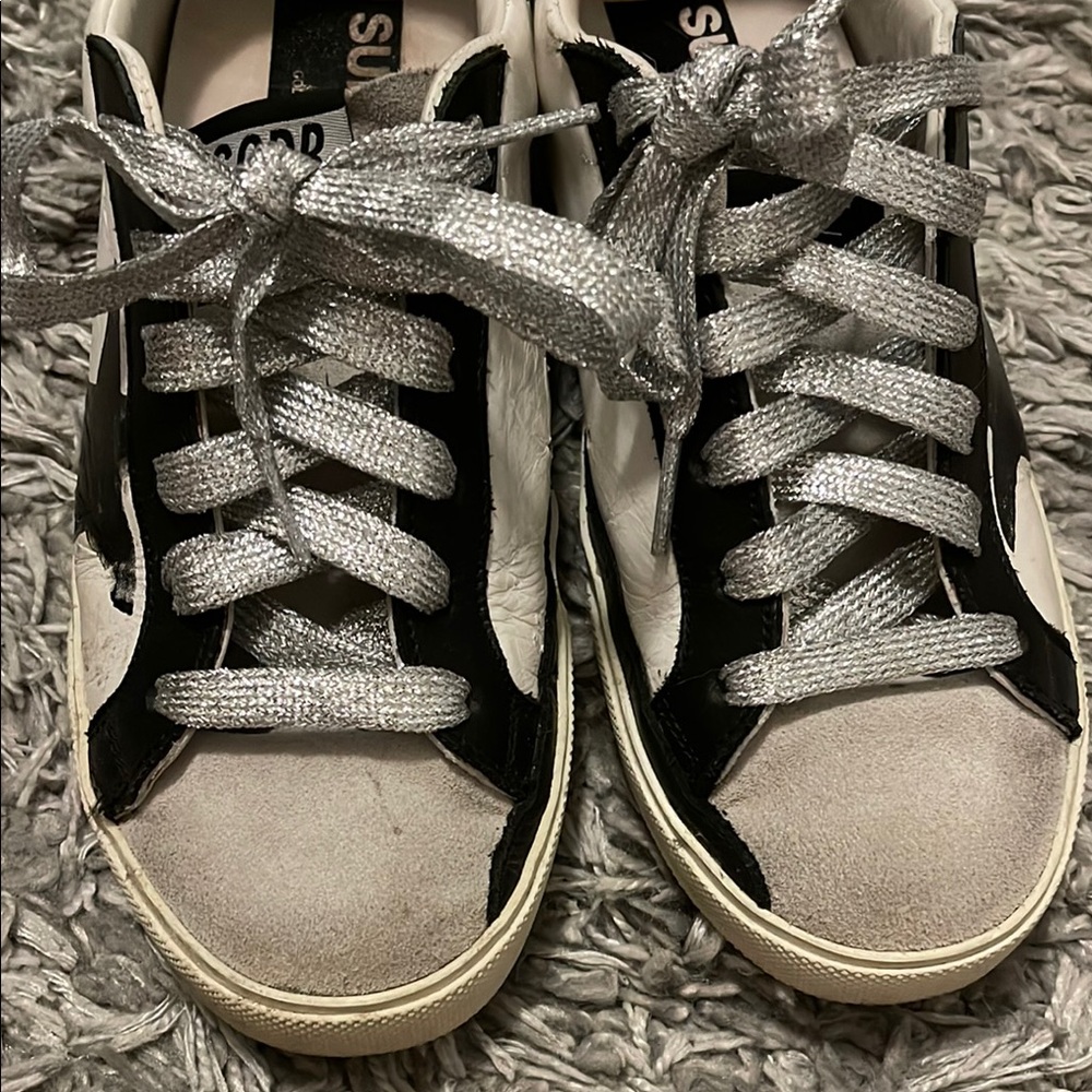 Golden Goose Black and White Distressed Sneakers - Picture 9 of 9